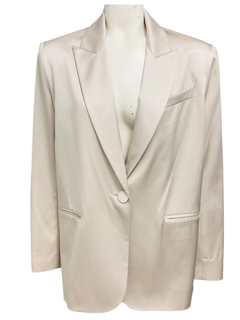 THE SEI GREY OVERSIZED SILK BLAZER